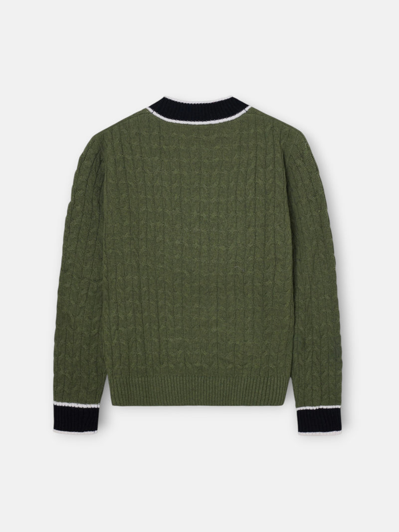 Cardigan collège blason vert
