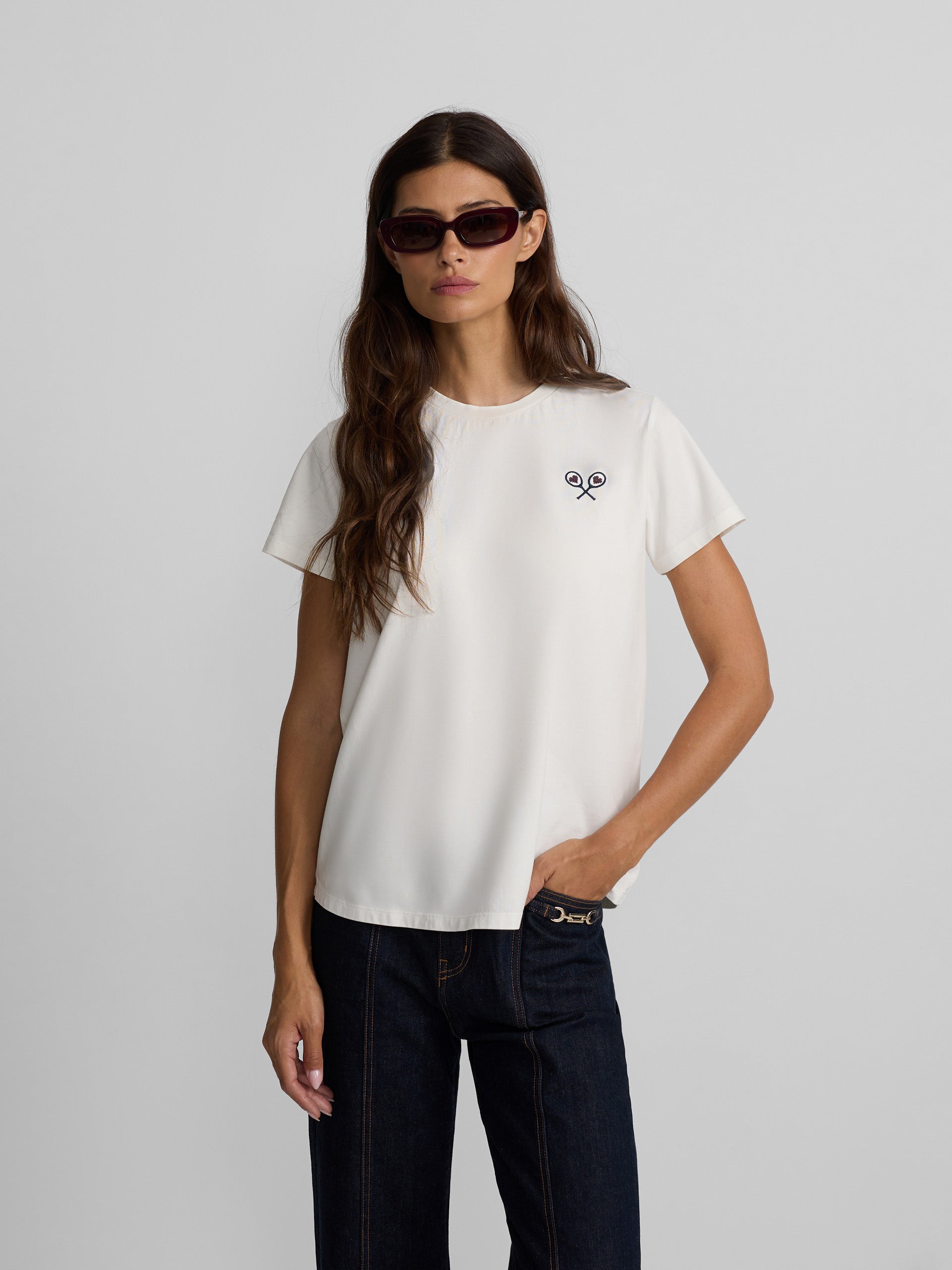 T-shirt femme lucky love écru
