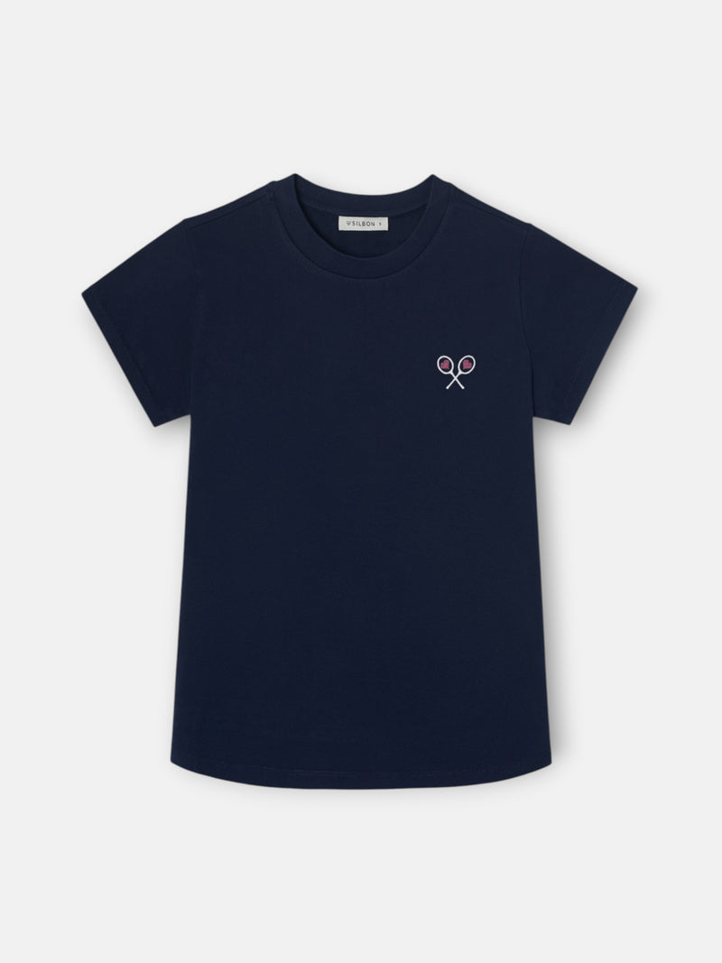 T-shirt femme lucky love bleu marine