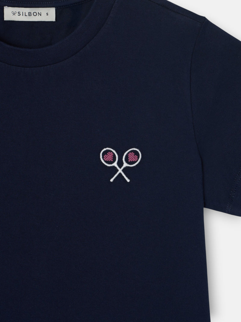 T-shirt femme lucky love bleu marine