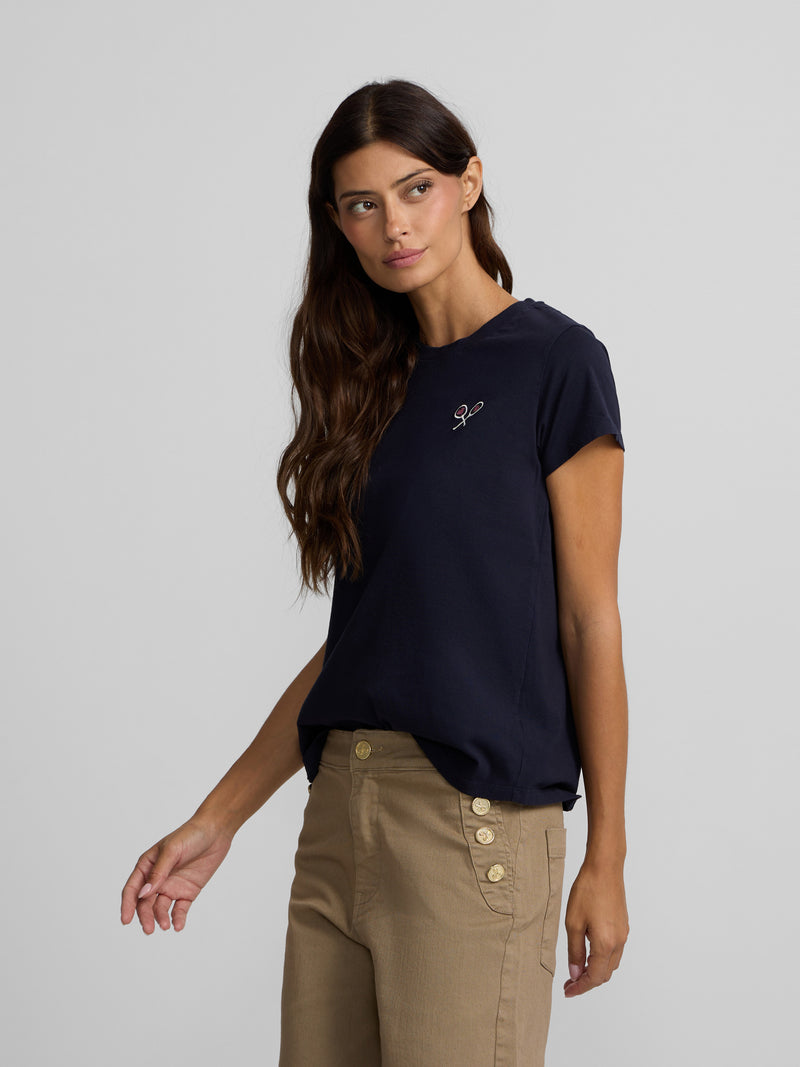 T-shirt femme lucky love bleu marine