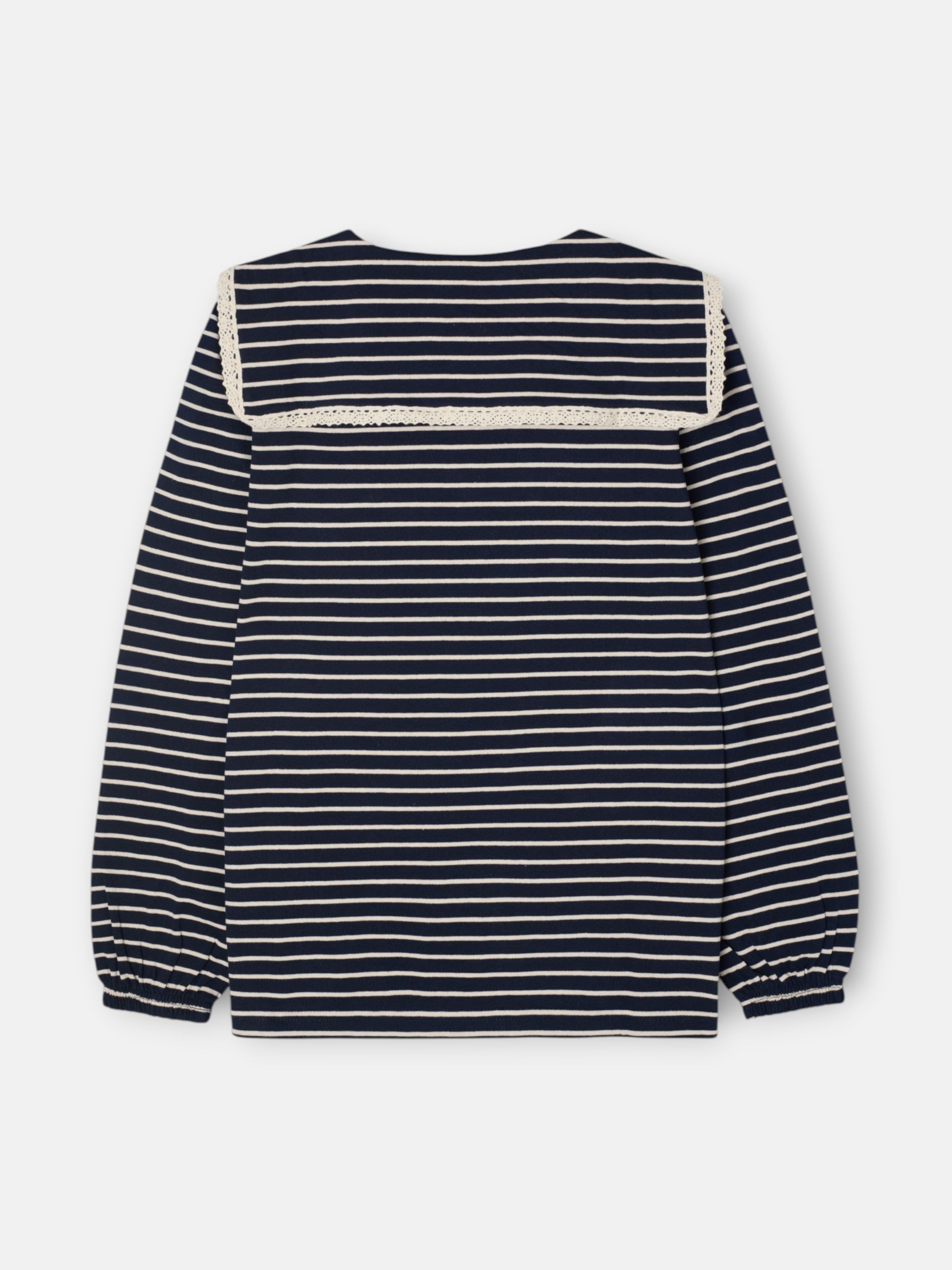 Camisola de manga comprida com gola bobo riscas azul-marinho