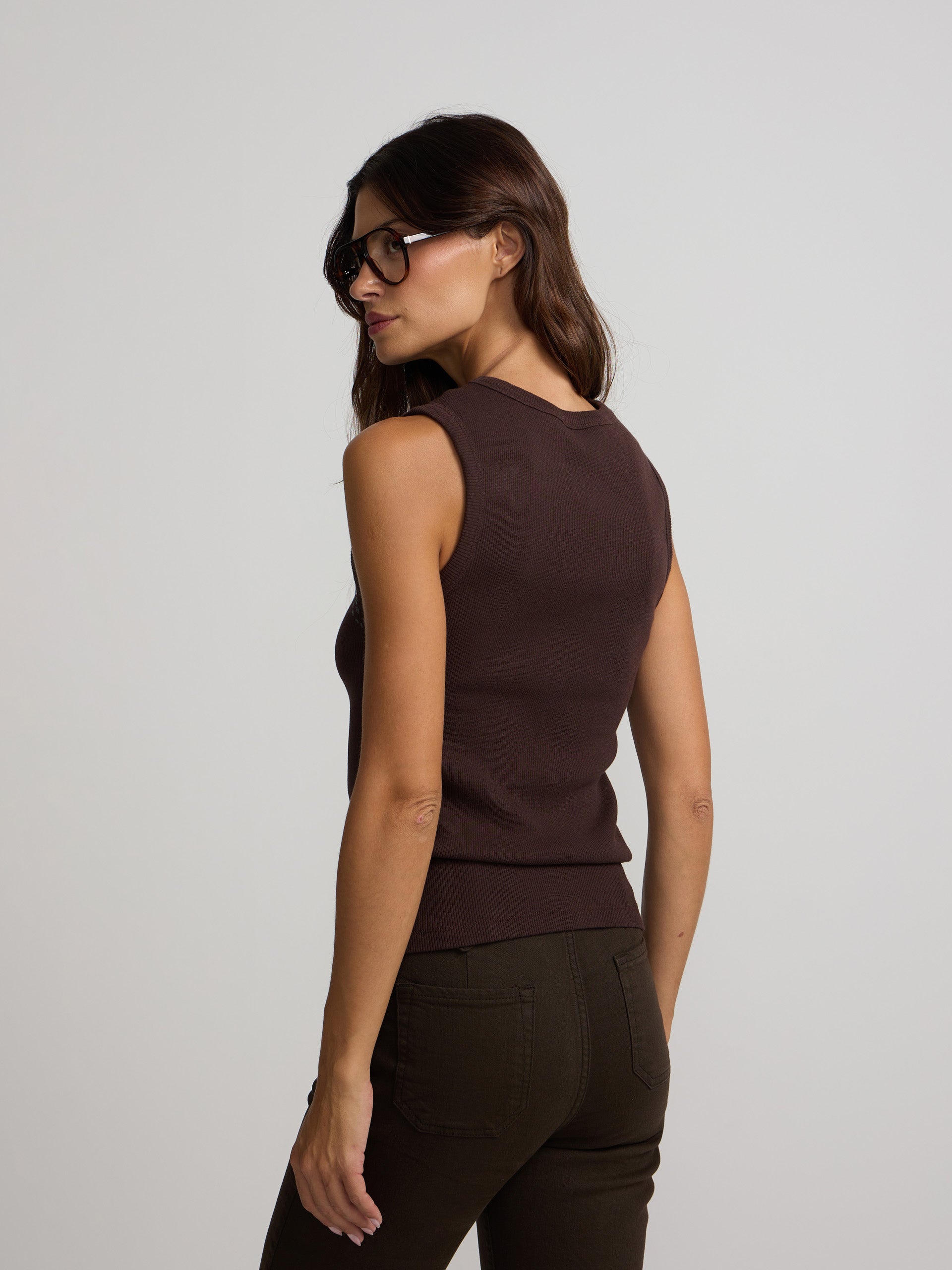 Women's brown tank top with studs