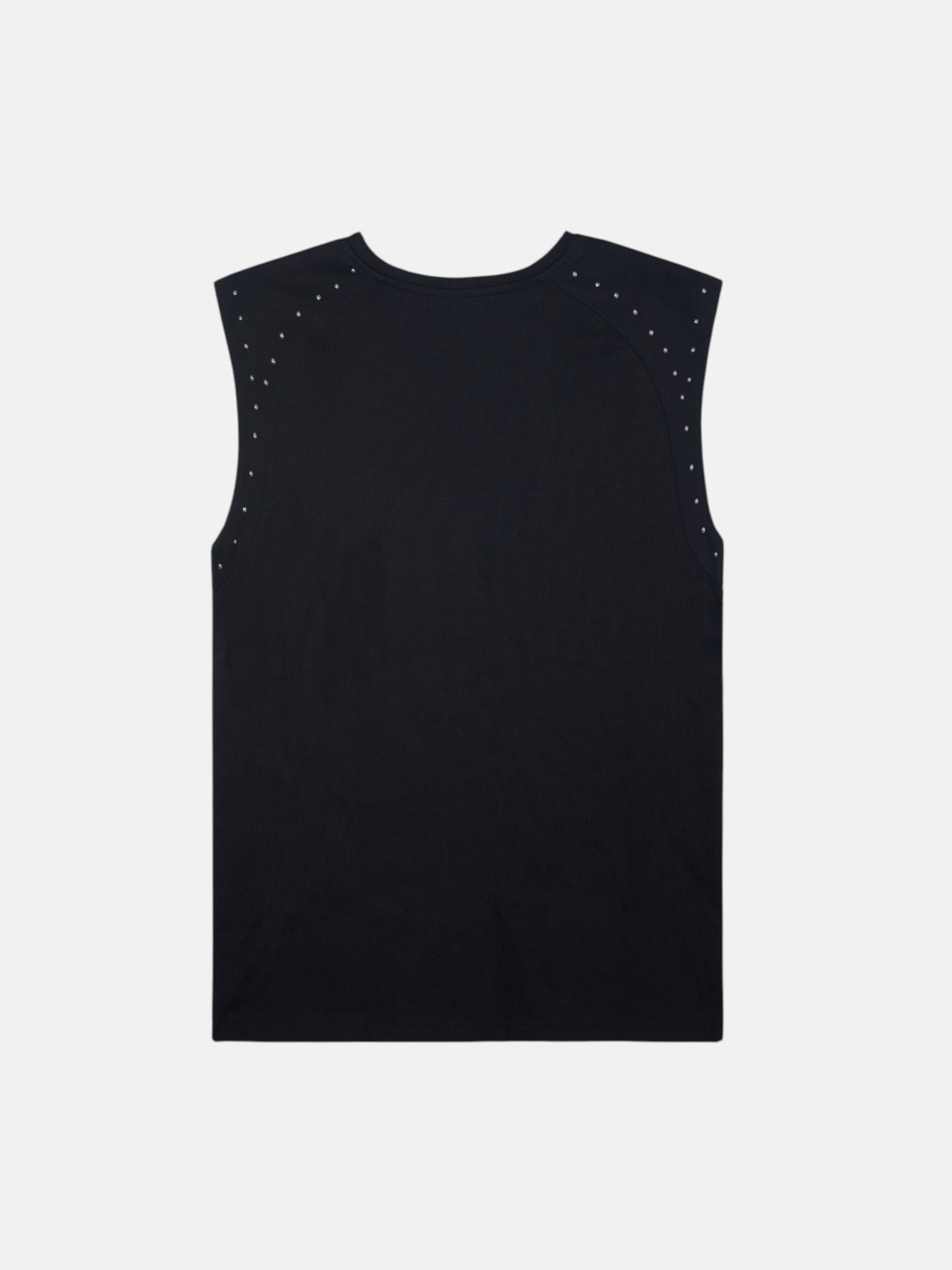 Camiseta woman hombreras detalle tachuelas negra
