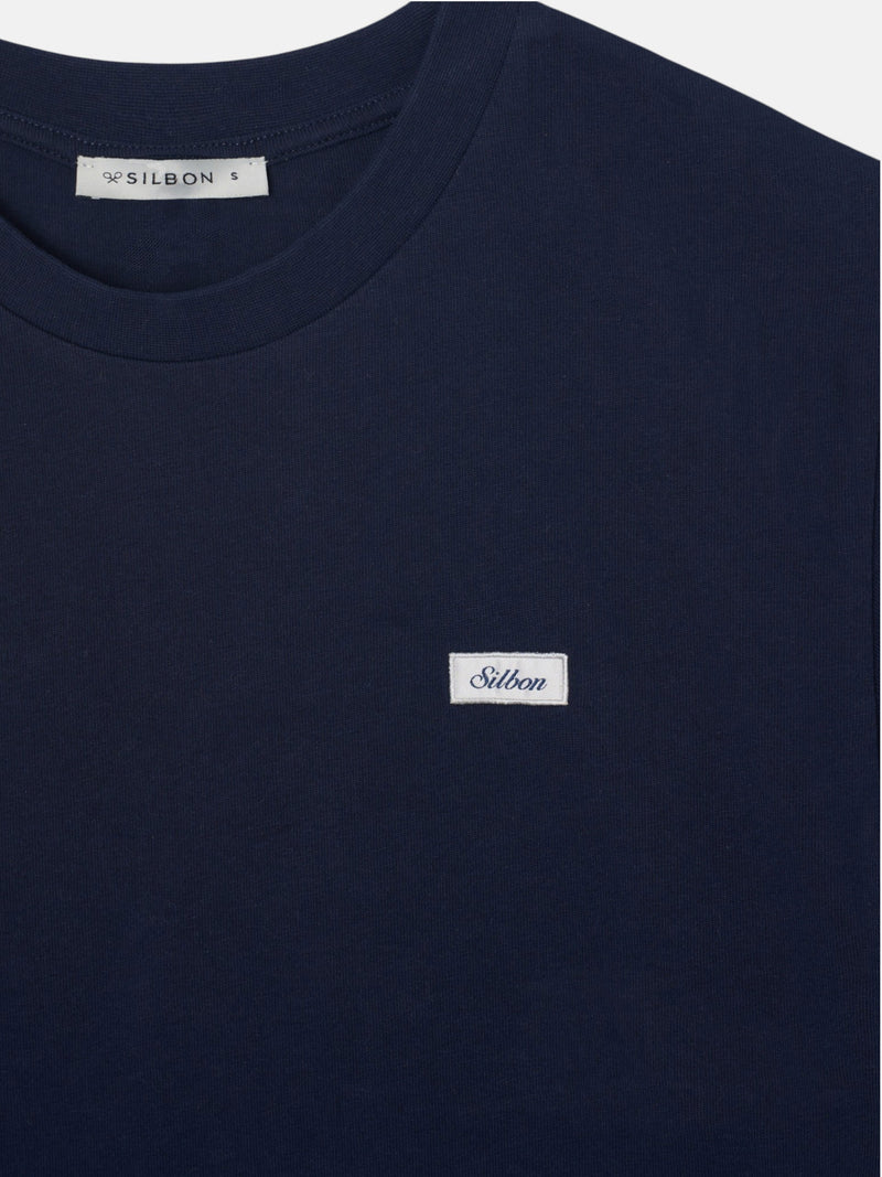 T-shirt femme patch Silbon bleu marine