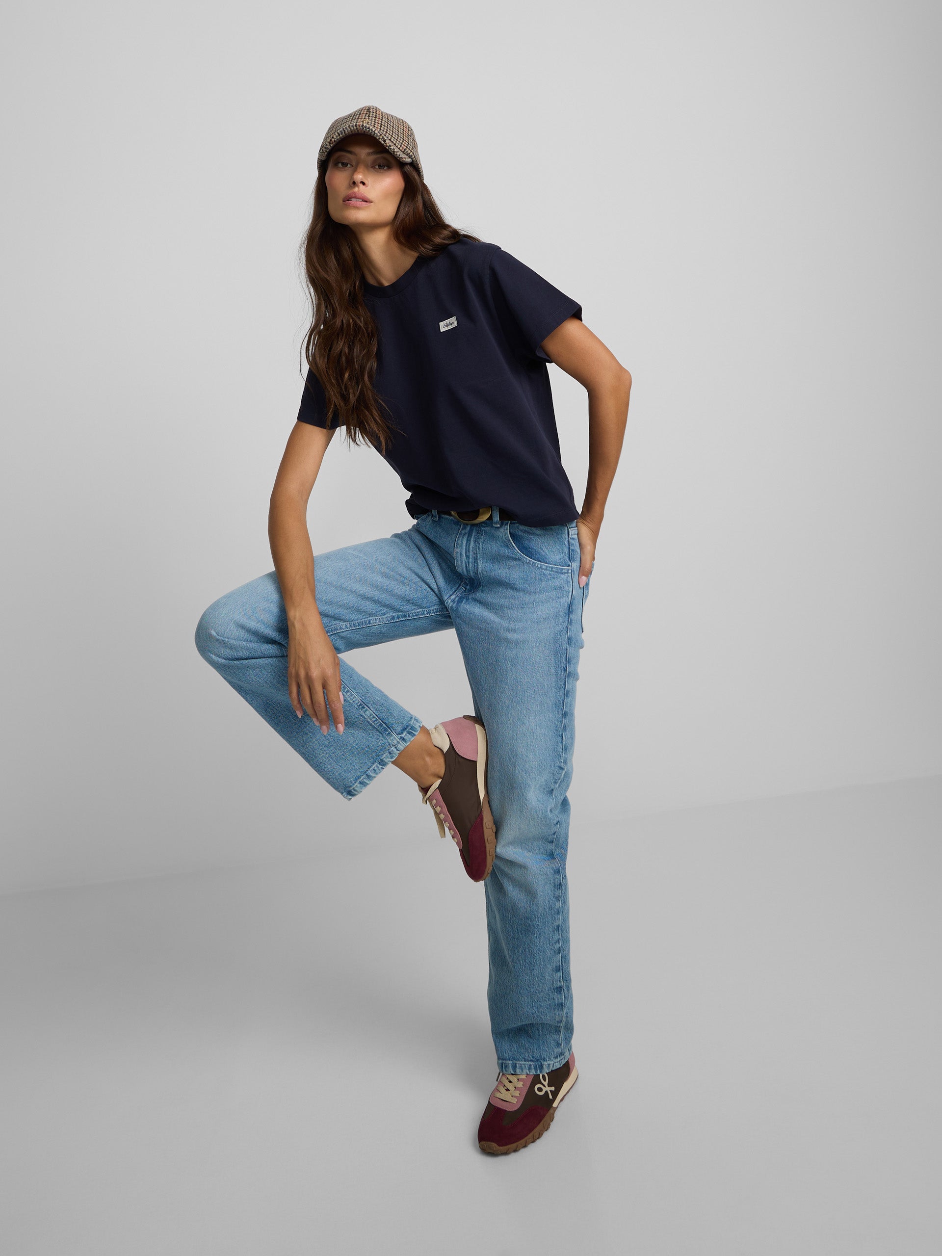 T-shirt mulher patch silbon azul-marinho