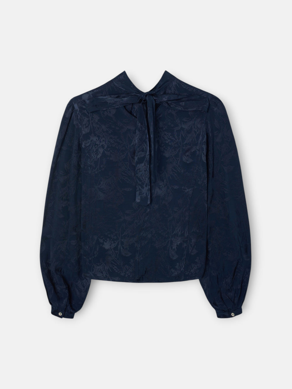Blusa tira cuello jacquard azul