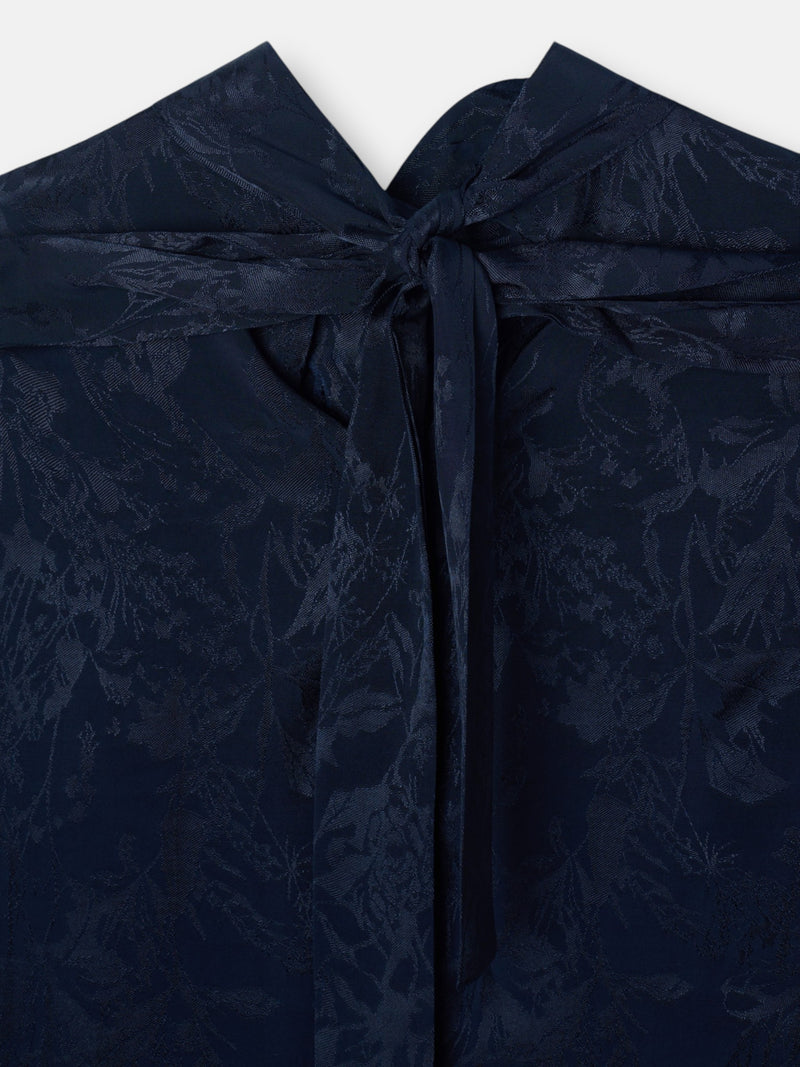 Blusa tira cuello jacquard azul