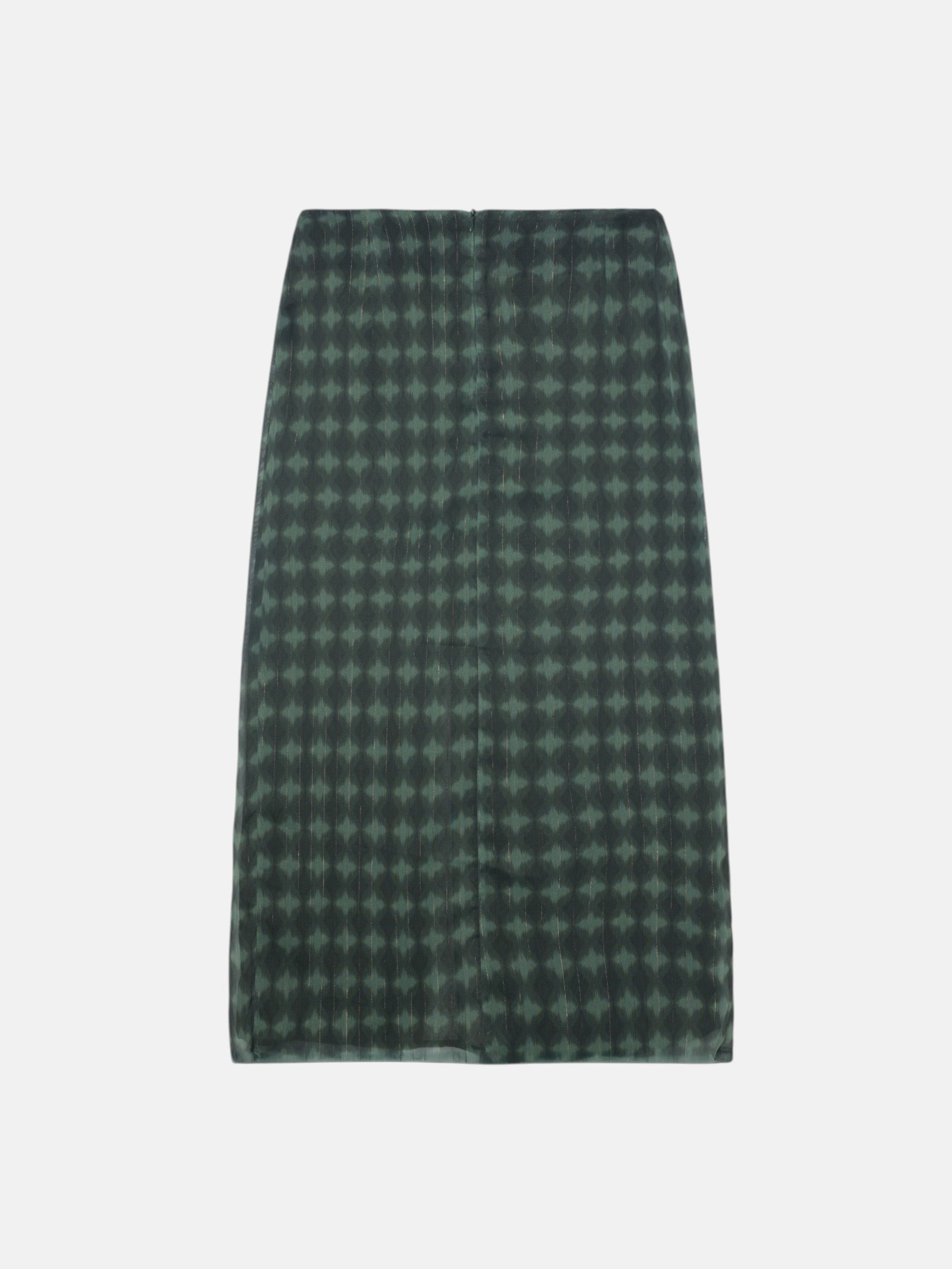 Jupe midi nouée à imprimé ethnique vert