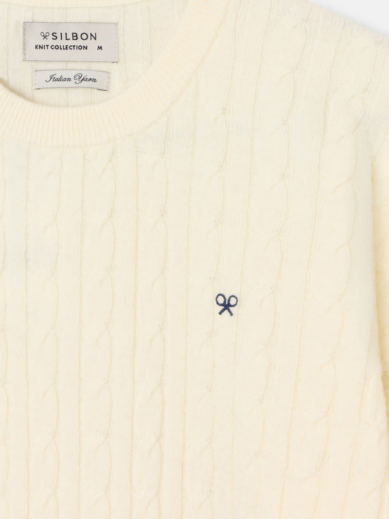 Jersey ochos cuello redondo crudo