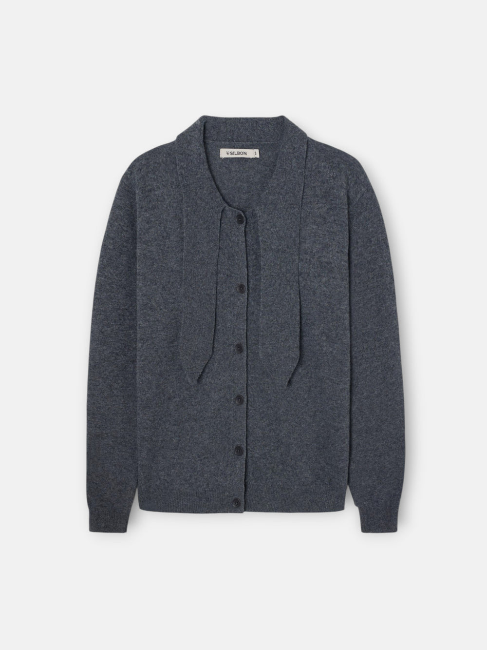 Grey tie-neck cardigan