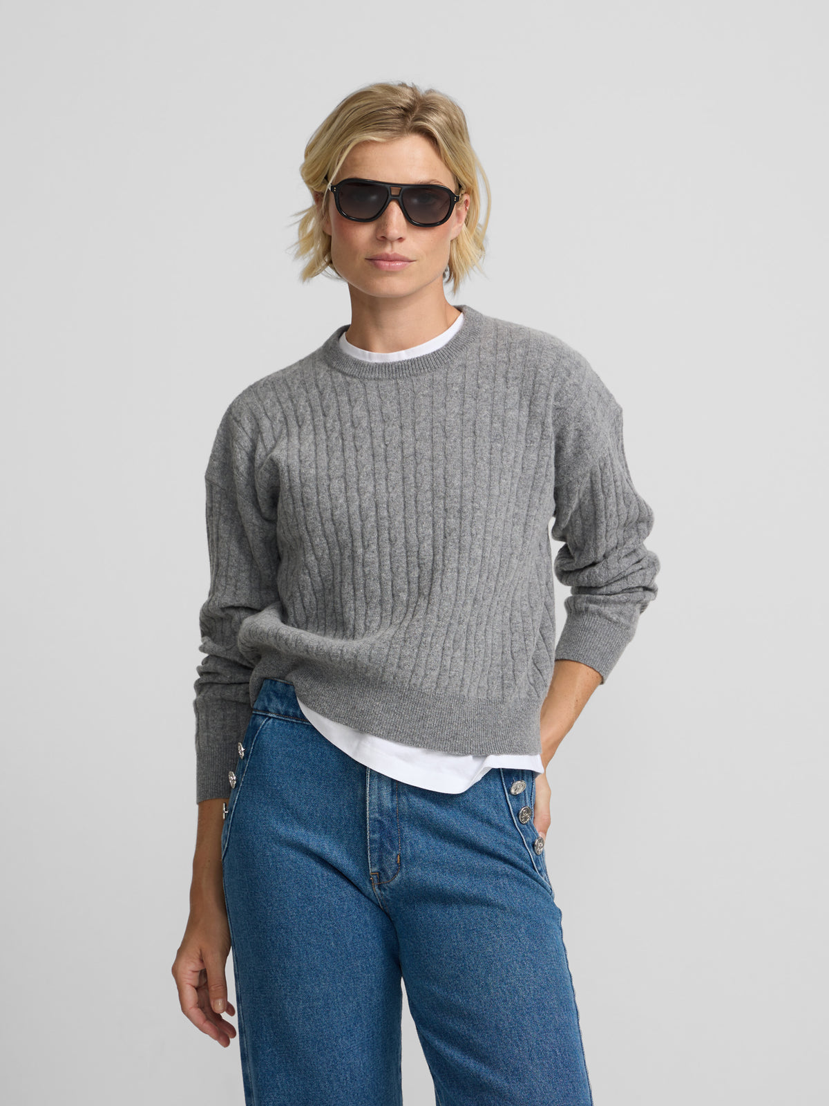 Jersey ochos cuello redondo gris