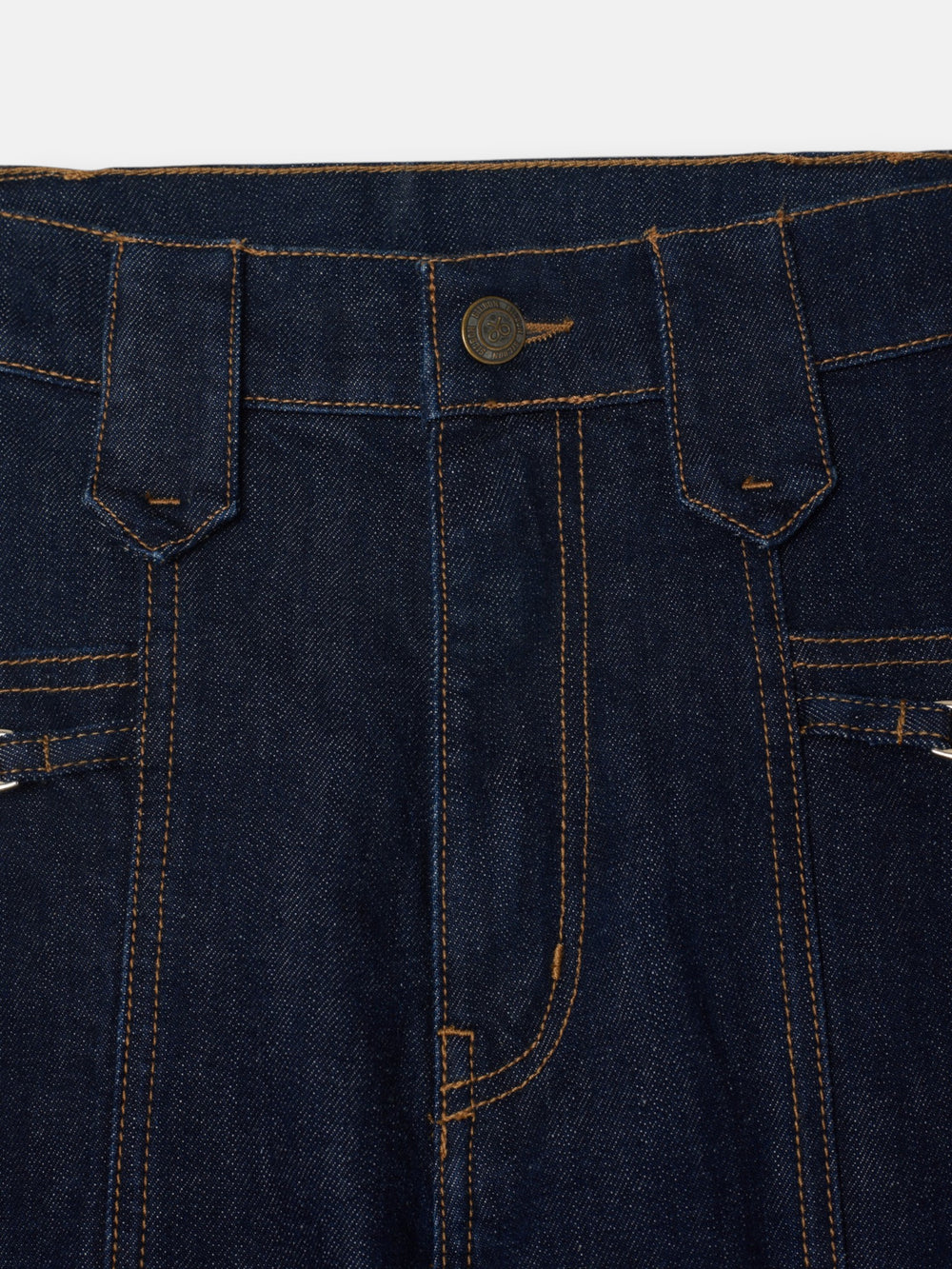 Pantalon denim recto detalle hebillas denim