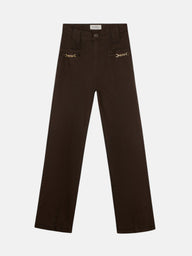 Pantalon en denim droit avec détails de boucles marron