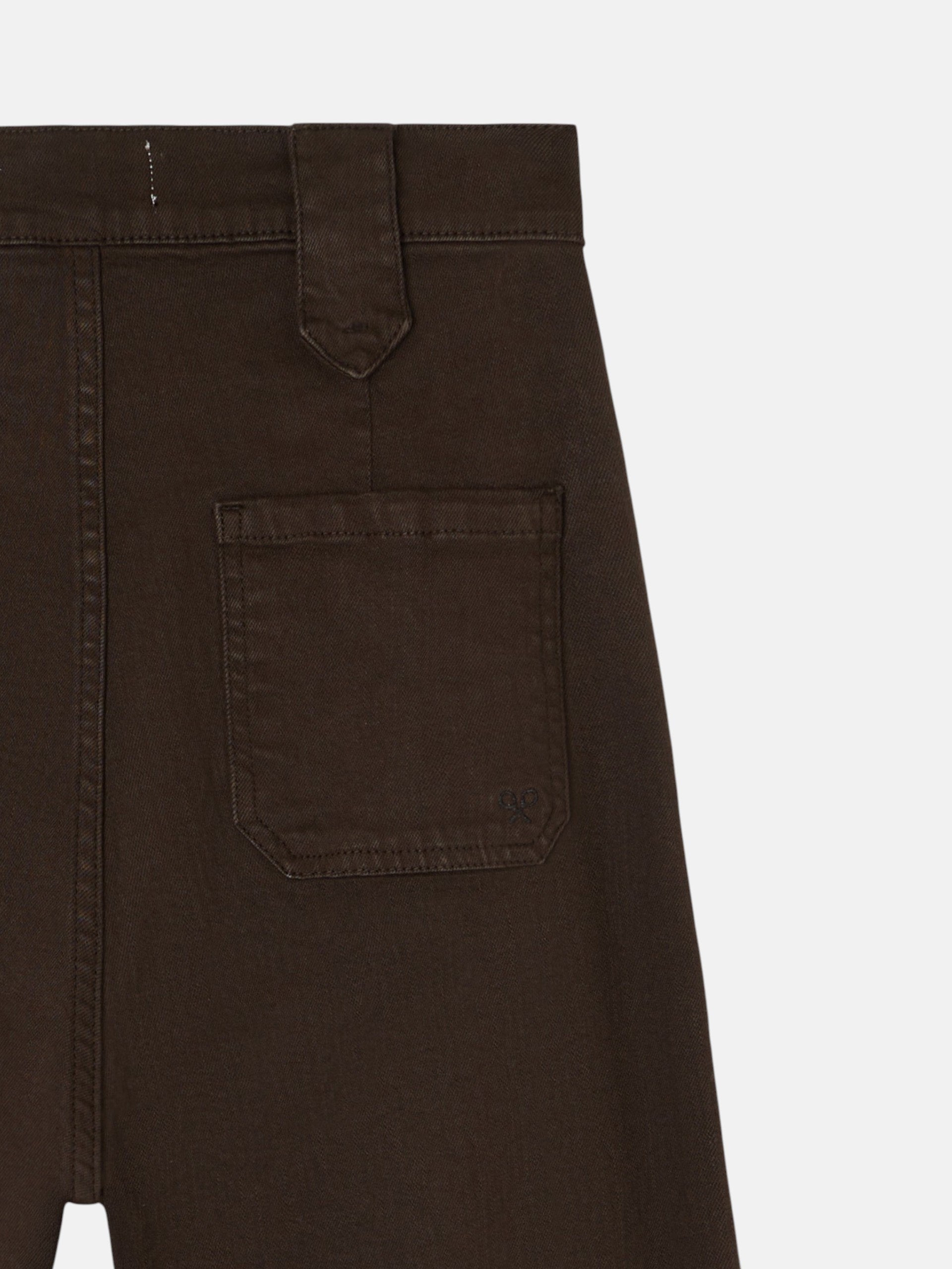 Pantalon denim recto detalle hebillas marron