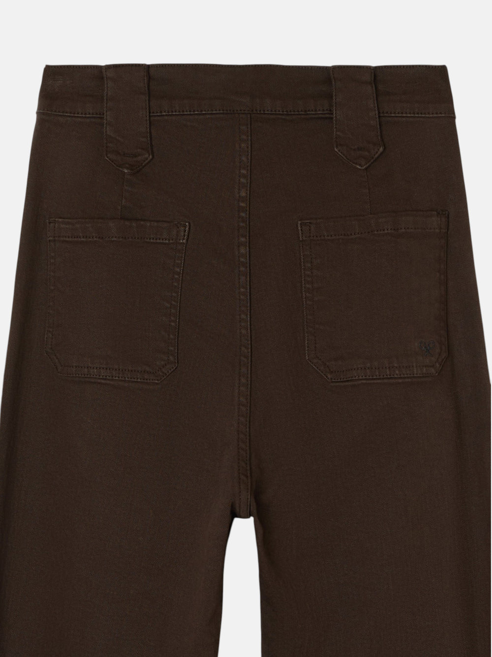 Pantalon denim recto detalle hebillas marron