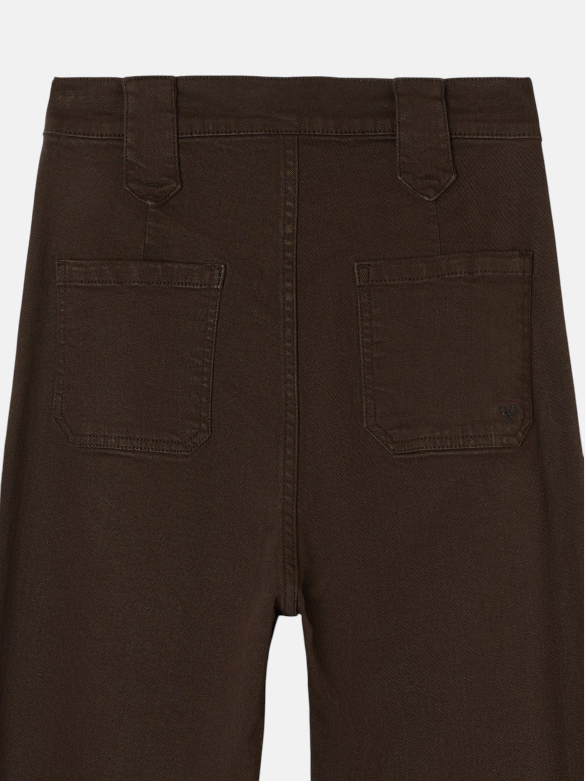 Pantalon denim recto detalle hebillas marron