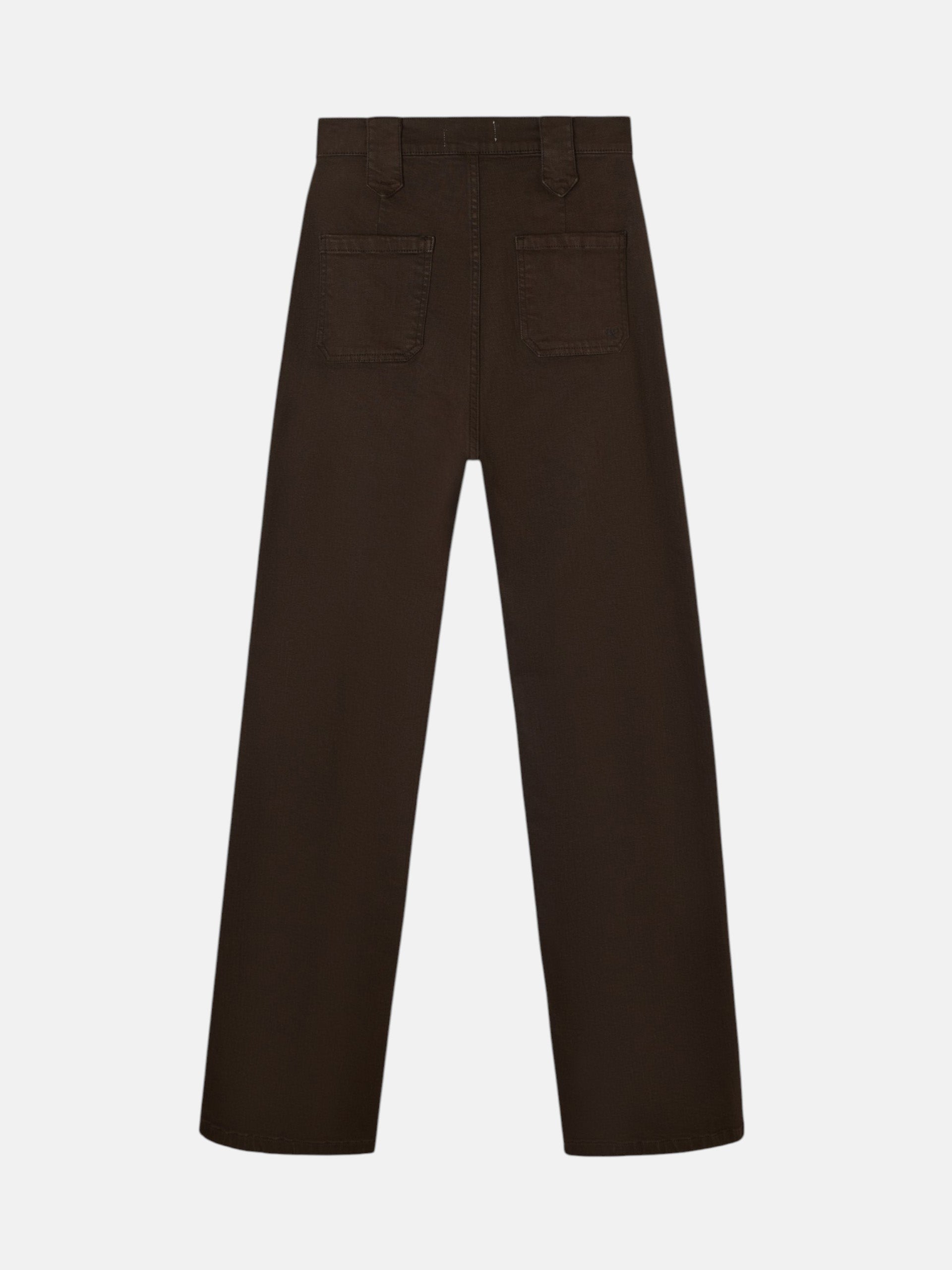 Pantalon denim recto detalle hebillas marron