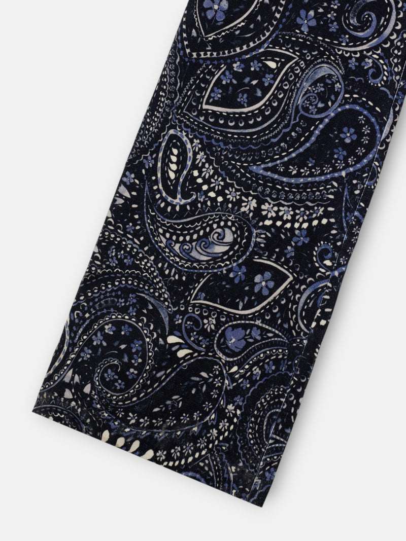 Combinaison en micropana imprimée motif cachemire bleu