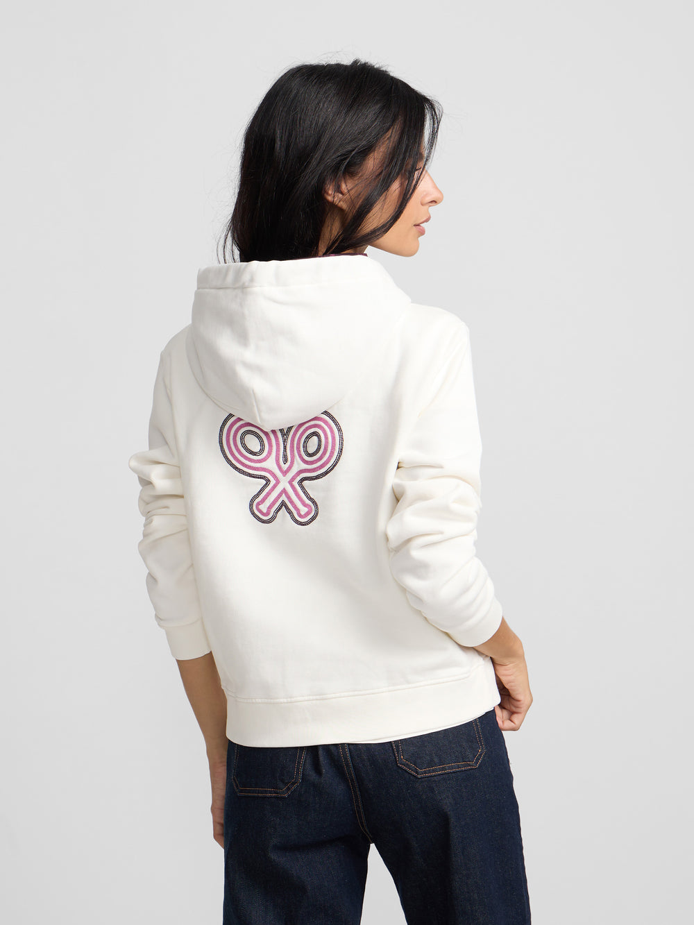 Women's hoodie with scarf, off-white