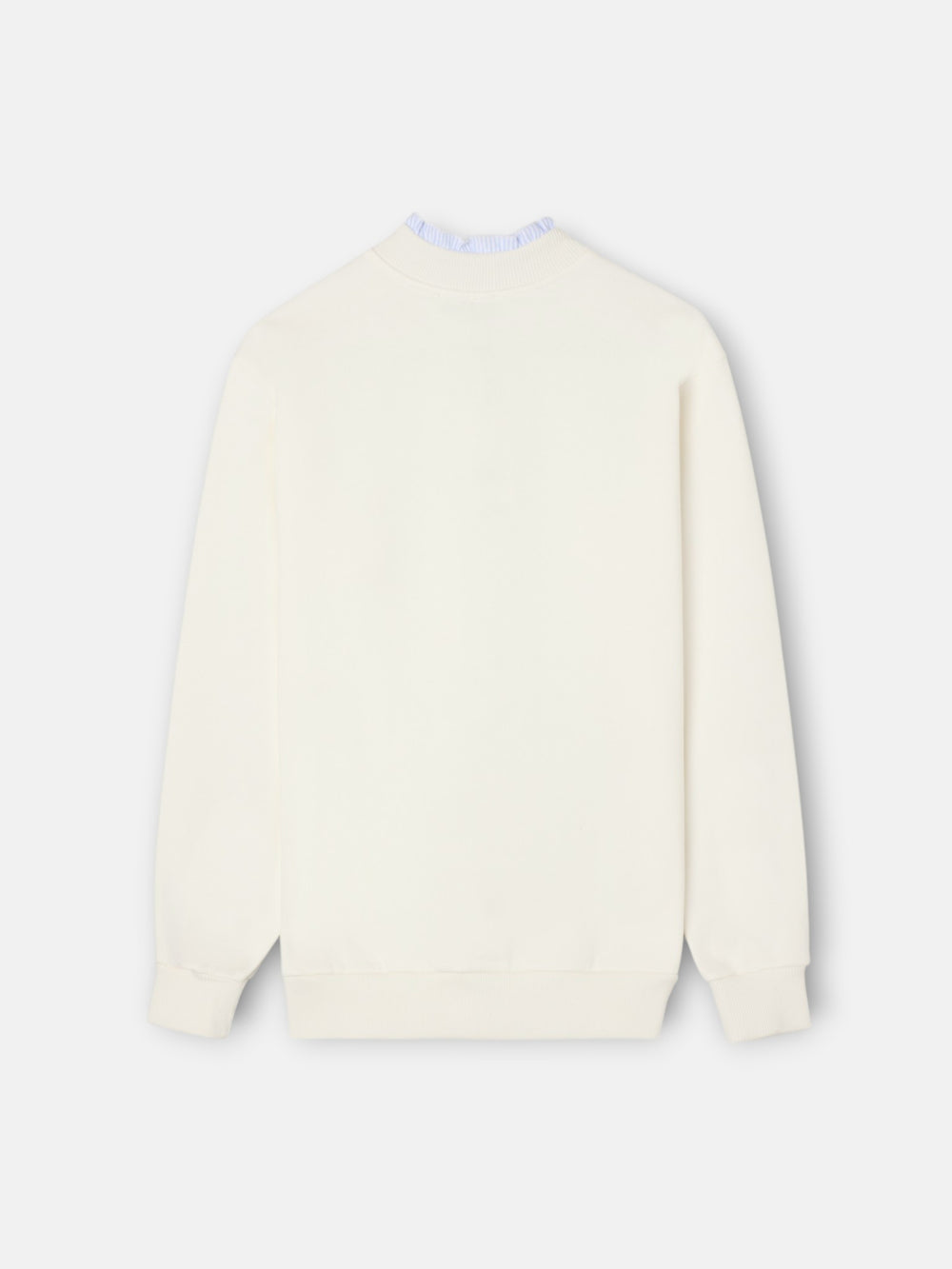Women's sweatshirt with ruffled collar and buttons in off-white
