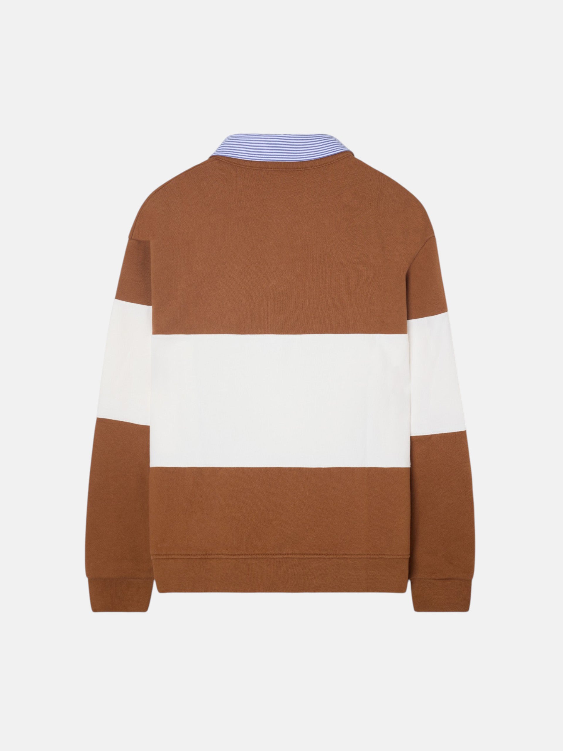 Sudadera woman cuello polo rayas camel