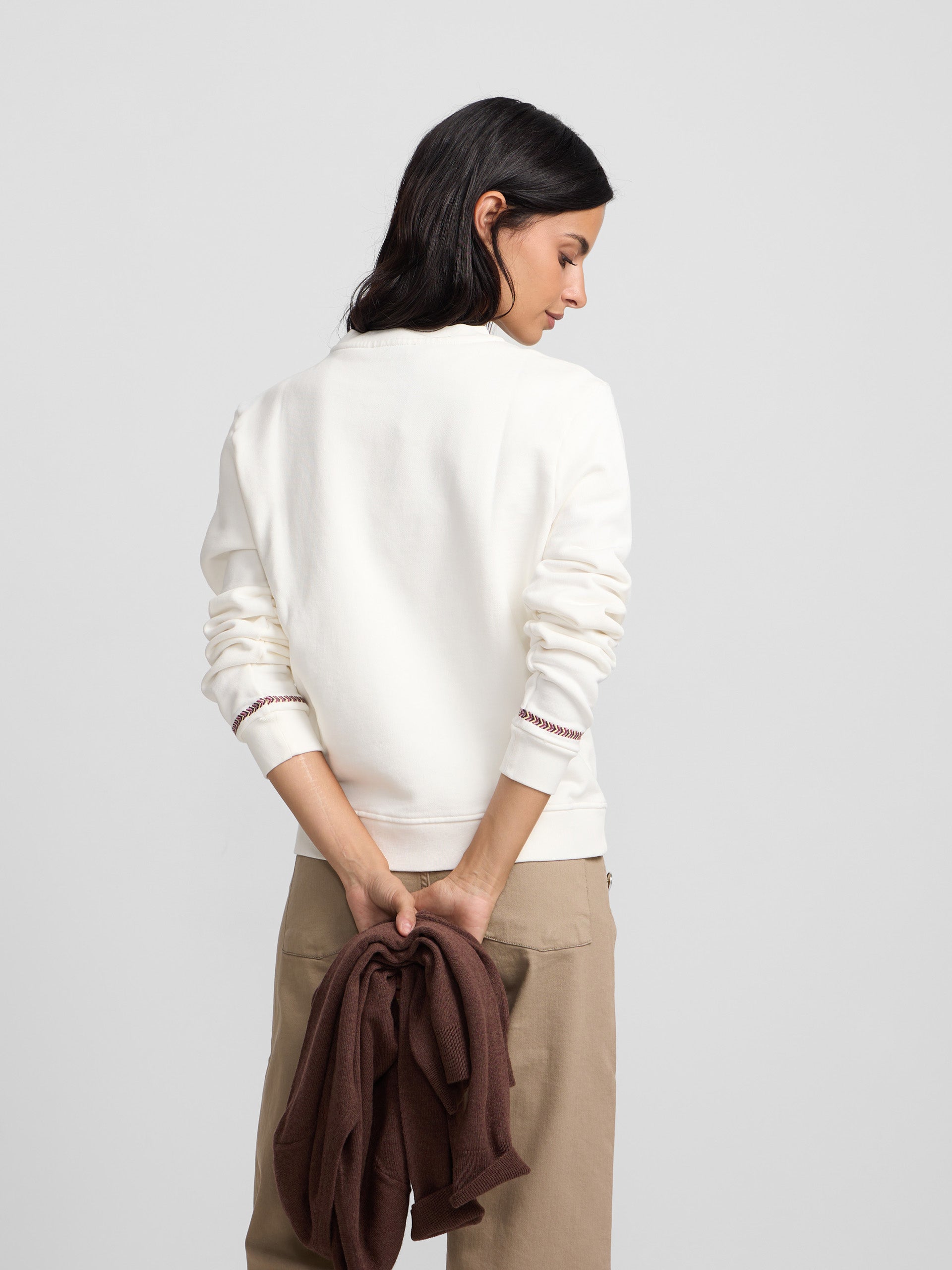 Sudadera woman bordado etnico crudo
