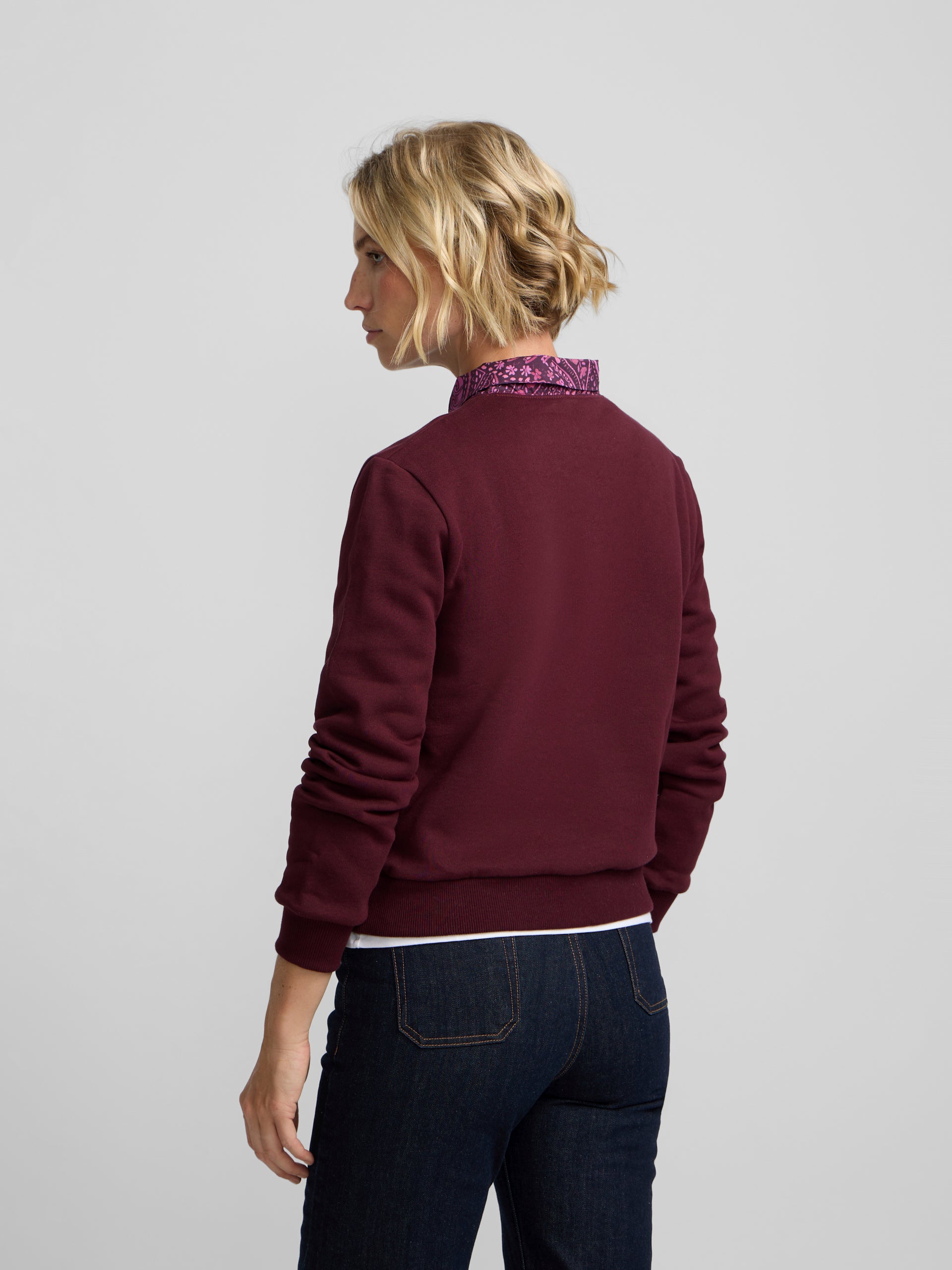 Sweat-shirt femme foulard bordeaux