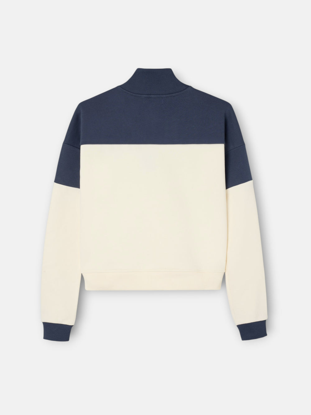 Sudadera woman tricolor cuello botones azul marino y crudo