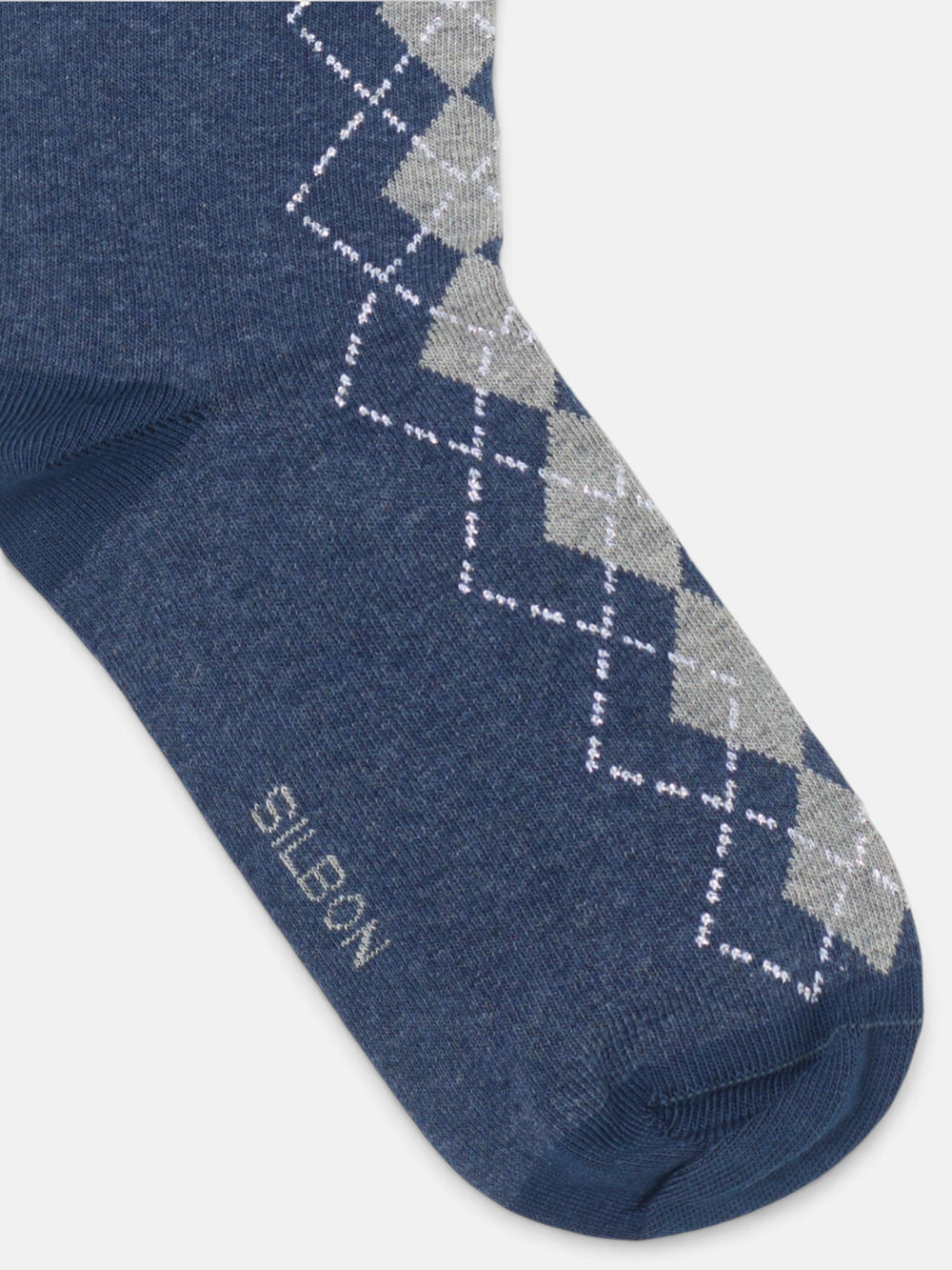 Chaussettes à losanges bleu et gris