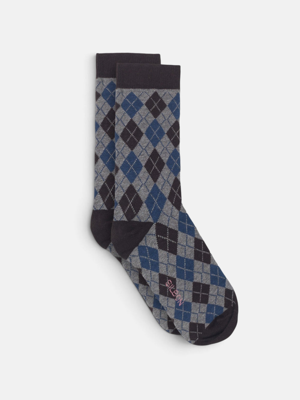 Chaussettes à losanges bleu et marron