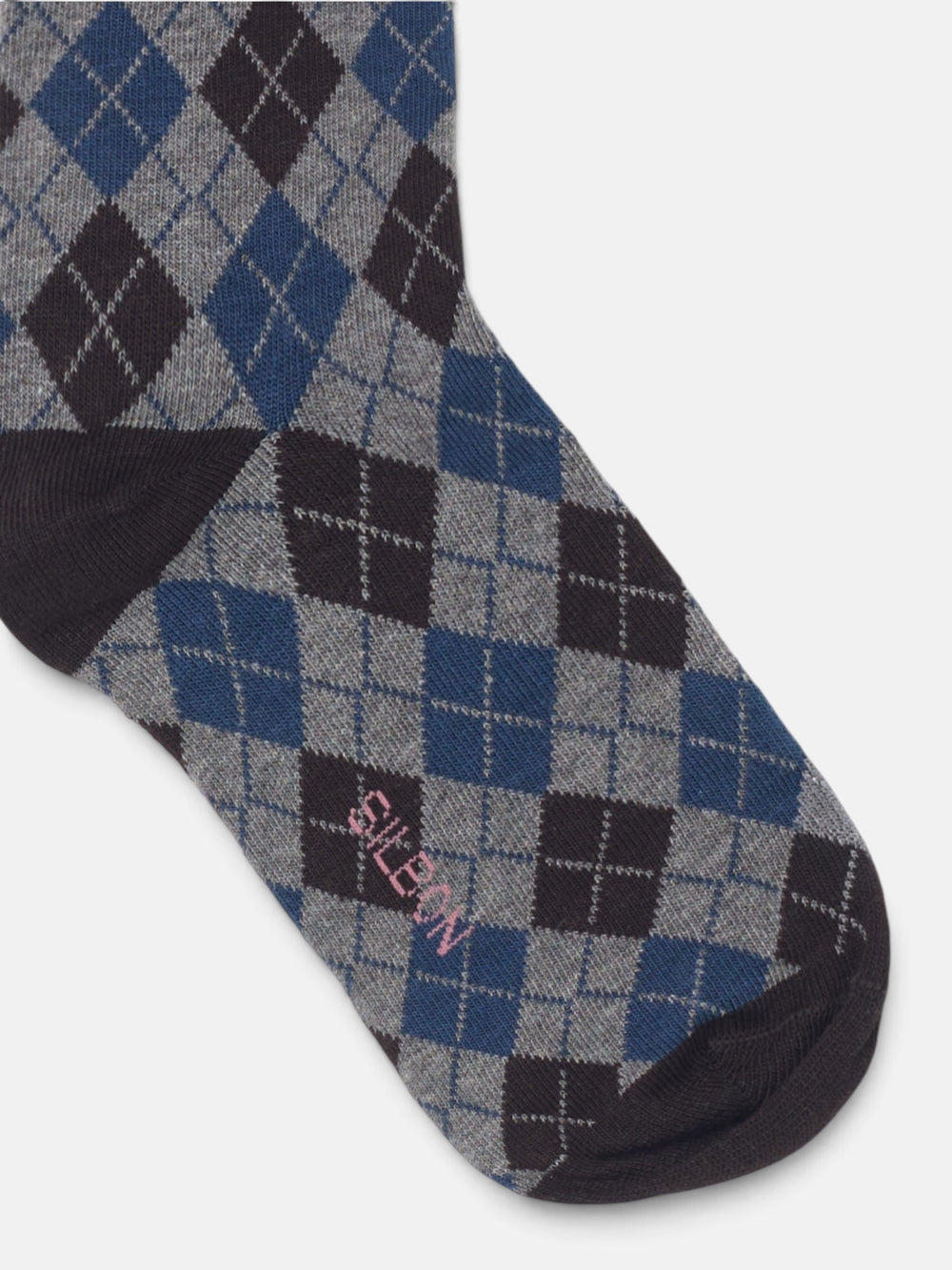 Chaussettes à losanges bleu et marron