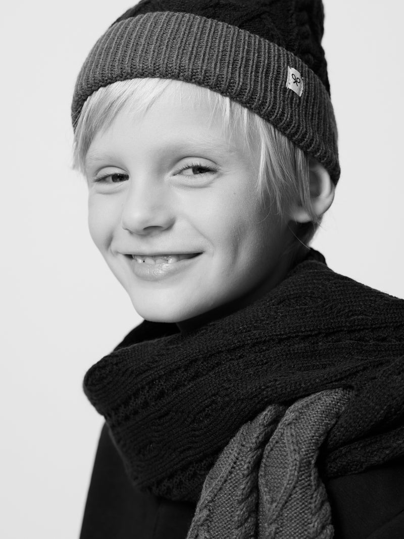 Kids bicolor navy blue fleece kangaroo