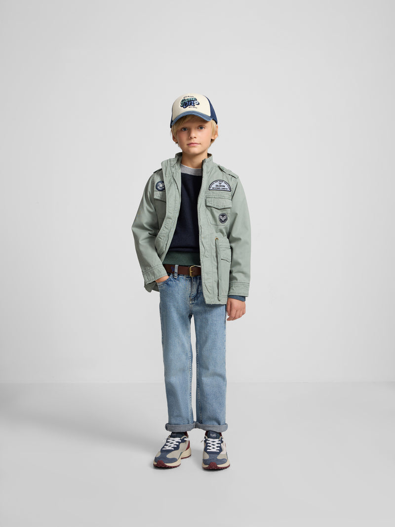 Veste militaire enfant à écussons verte
