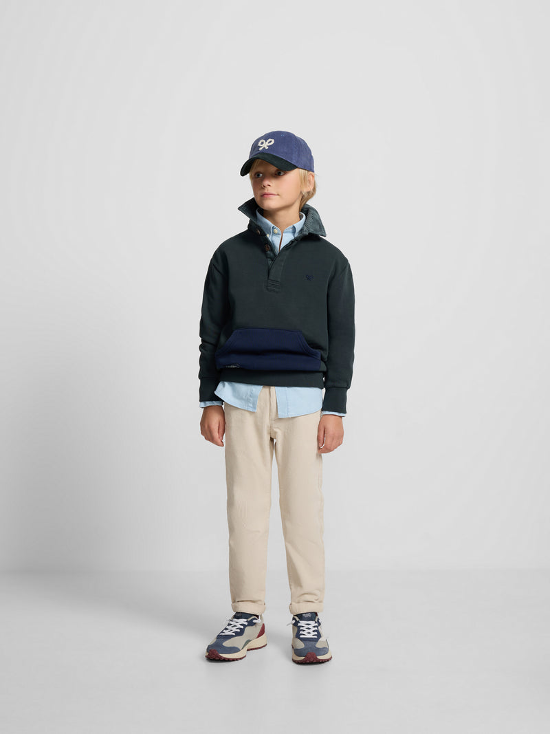 Bicolor green kids' fleece kangaroo