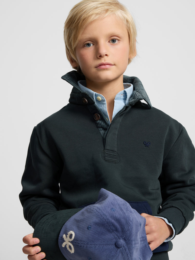 Bicolor green kids' fleece kangaroo
