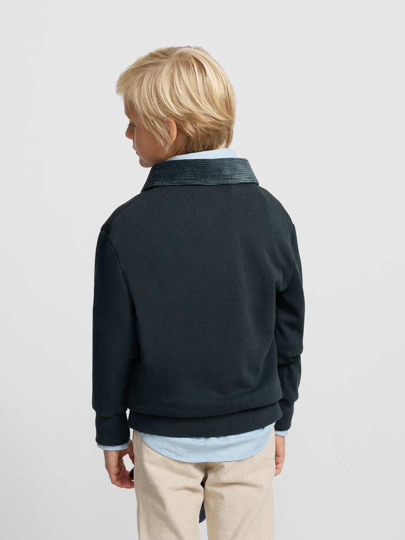 Bicolor green kids' fleece kangaroo