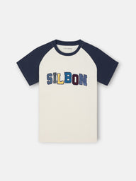 Kids navy blue raglan varsity t-shirt