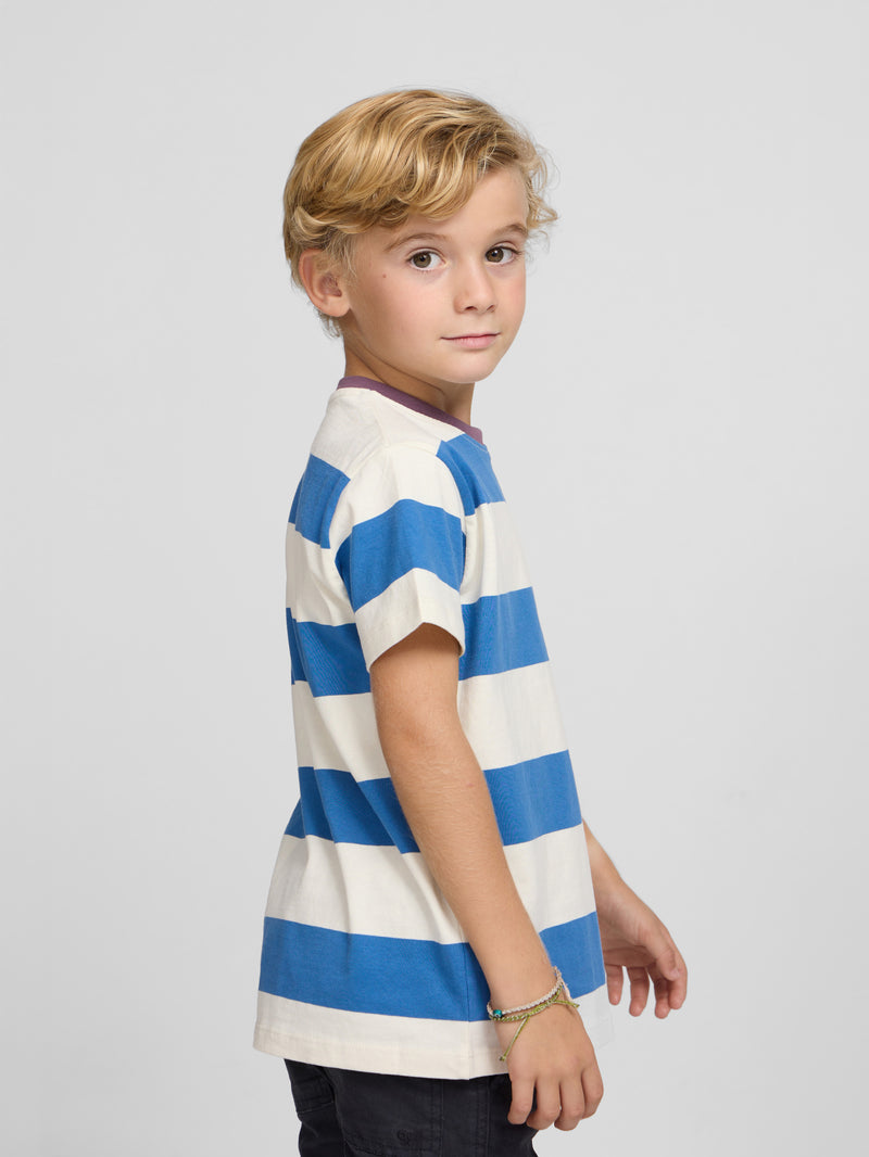 Kids wide stripe smile indigo t-shirt