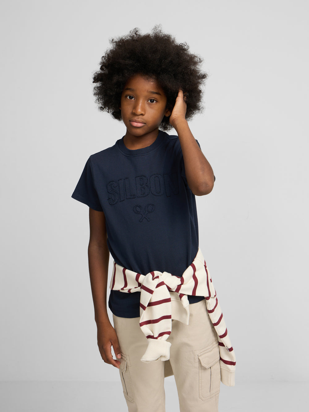 Kids Silbon patch t-shirt in navy blue shade