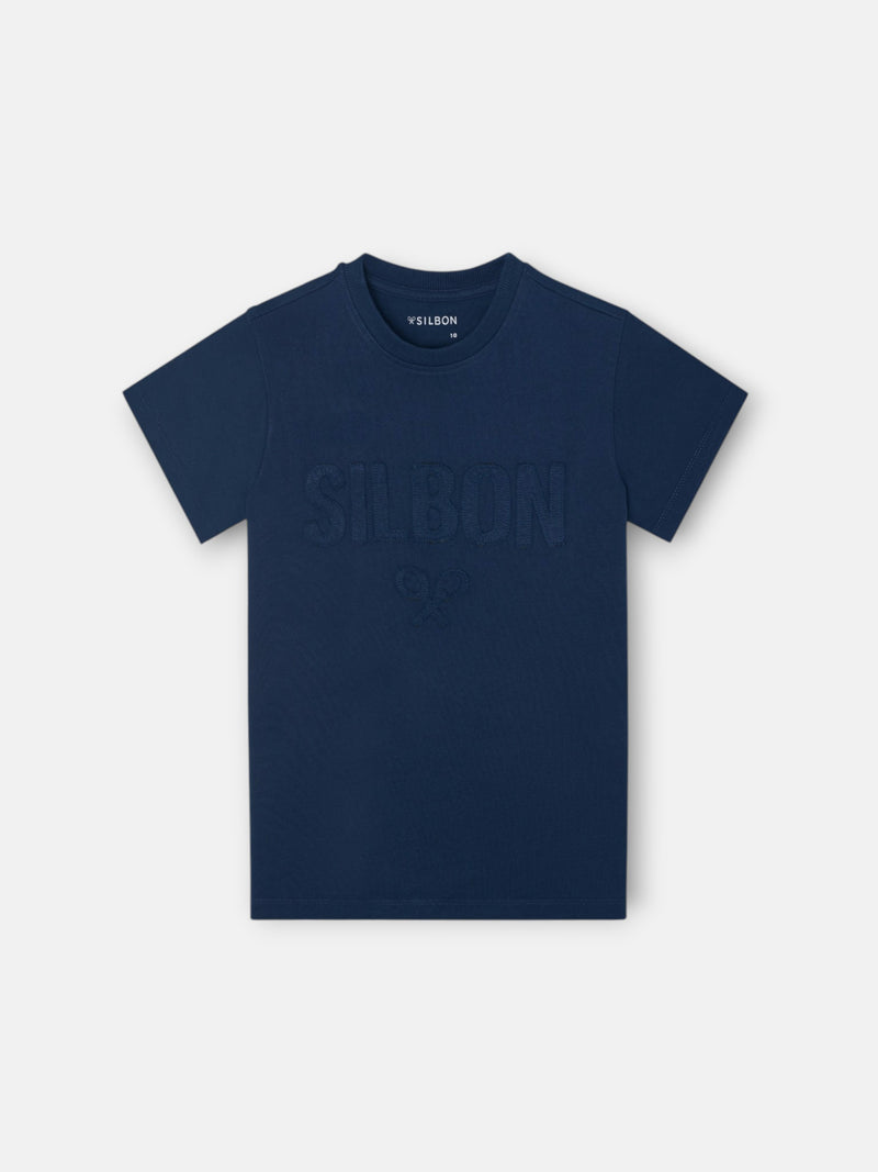 T-shirt enfant Silbon patch ton bleu marine