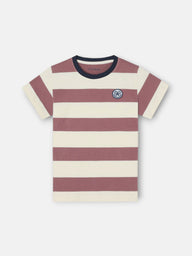 Kids wide stripe smile t-shirt burgundy