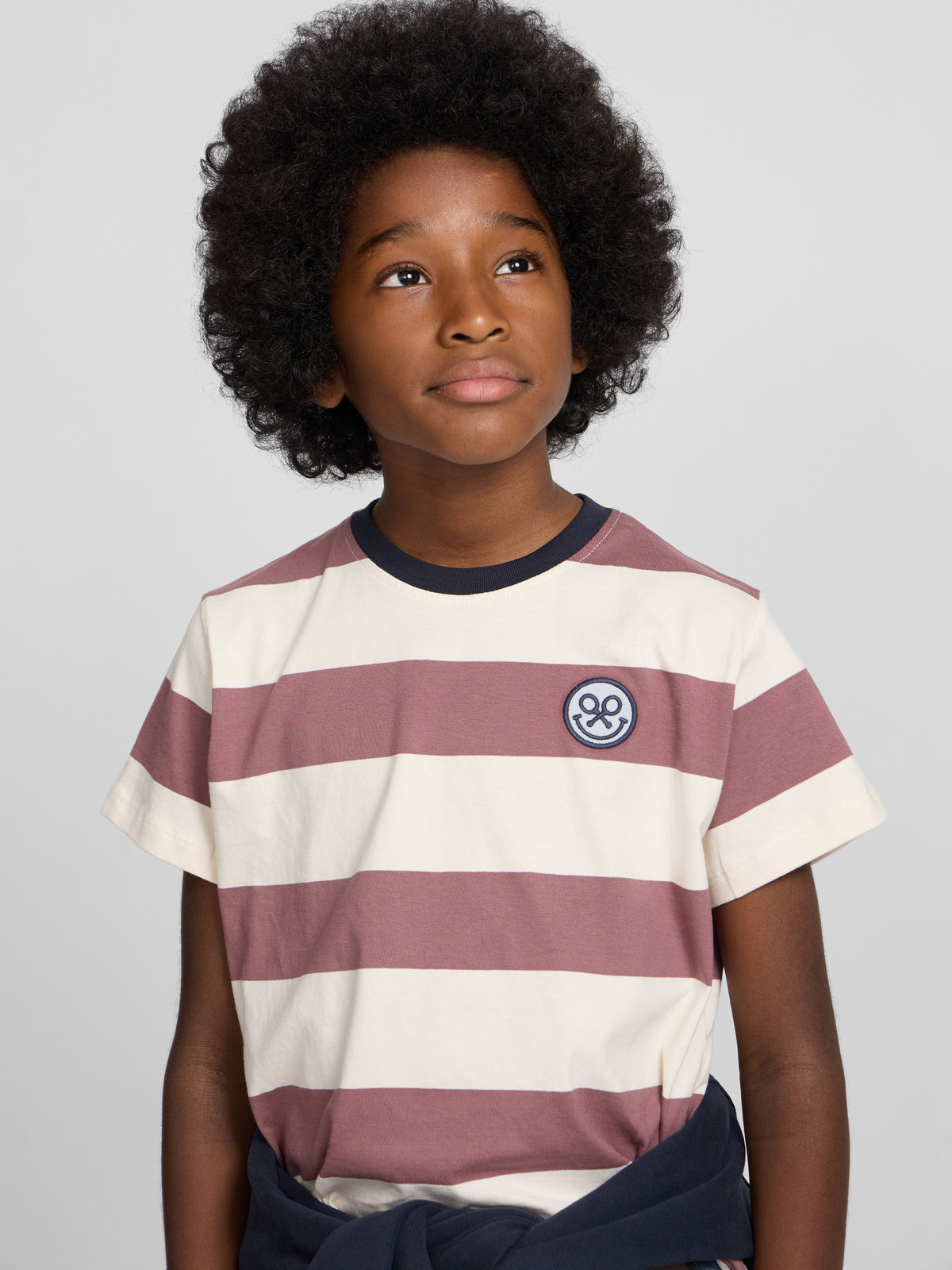 Kids wide stripe smile t-shirt burgundy