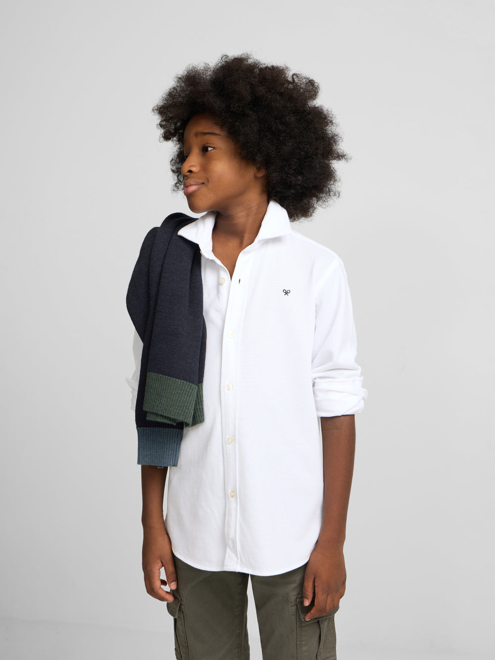Camisa sport kids pique blanco