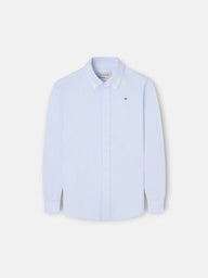 Camisa sport criança oxford mil riscas azul-claro