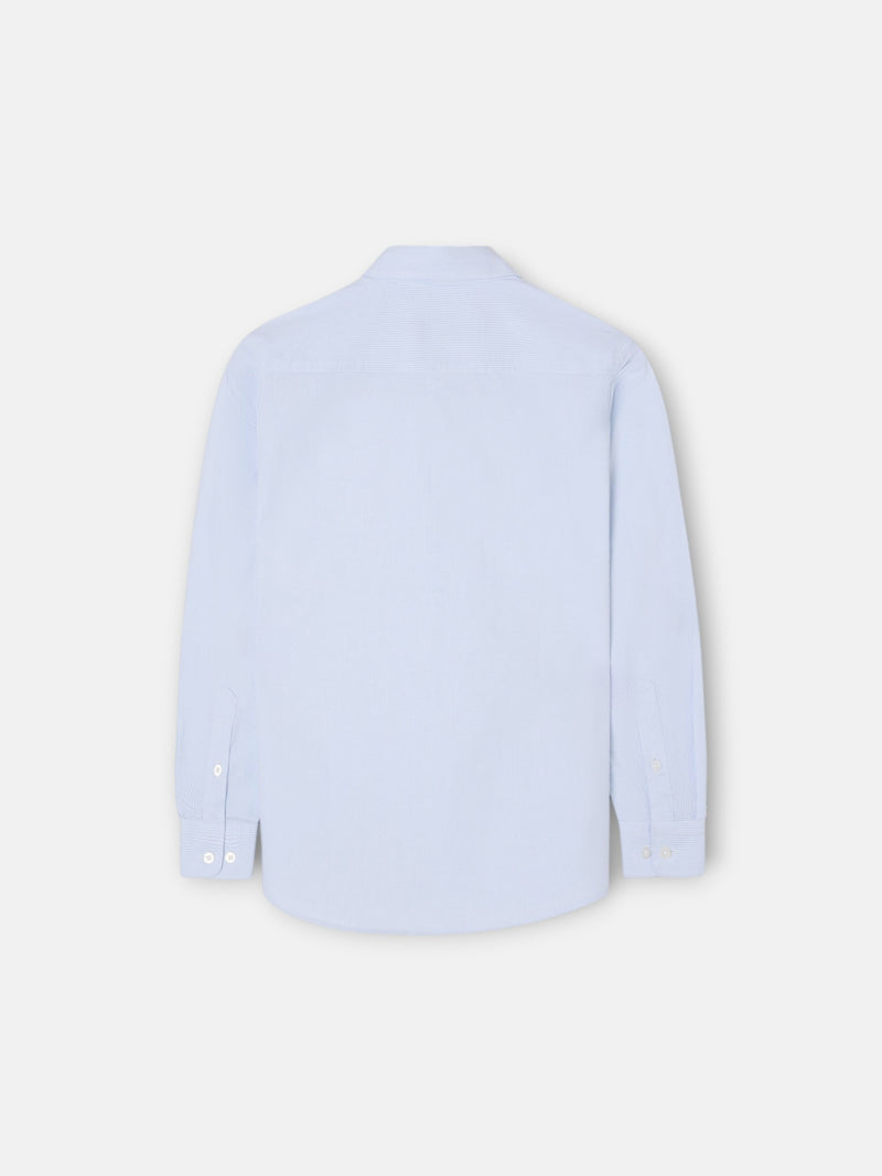 Camisa sport criança oxford mil riscas azul-claro