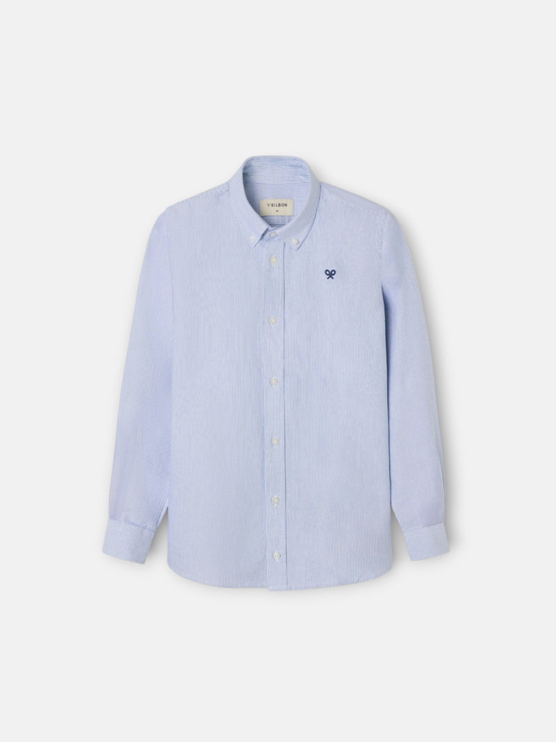 Kids' sport shirt Oxford fine stripes navy
