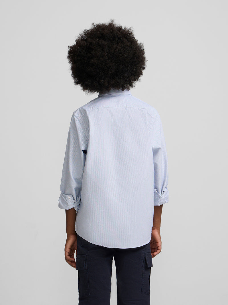 Kids' sport shirt Oxford fine stripes navy