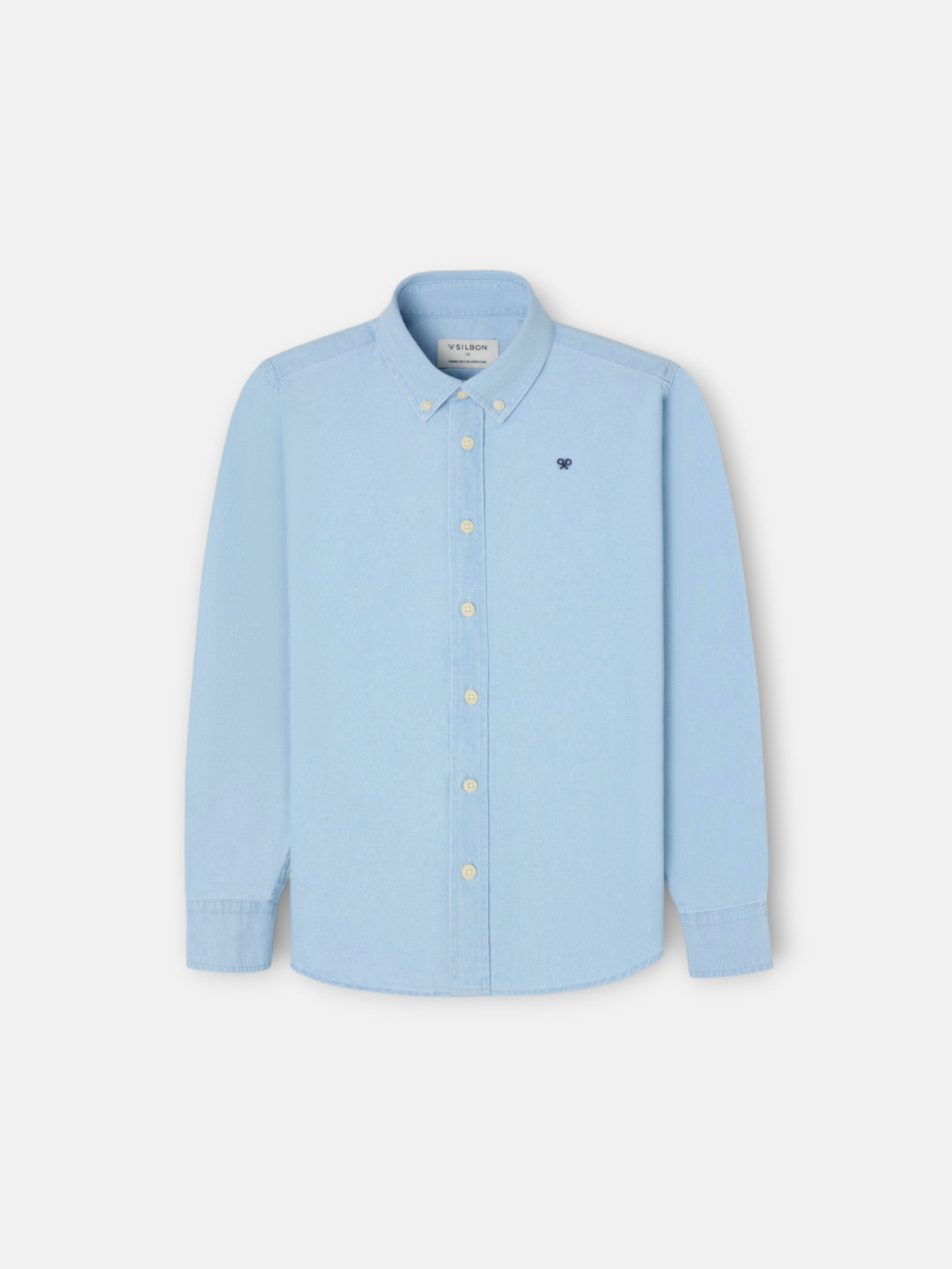 Chemise sport enfant classique en denim bleu clair