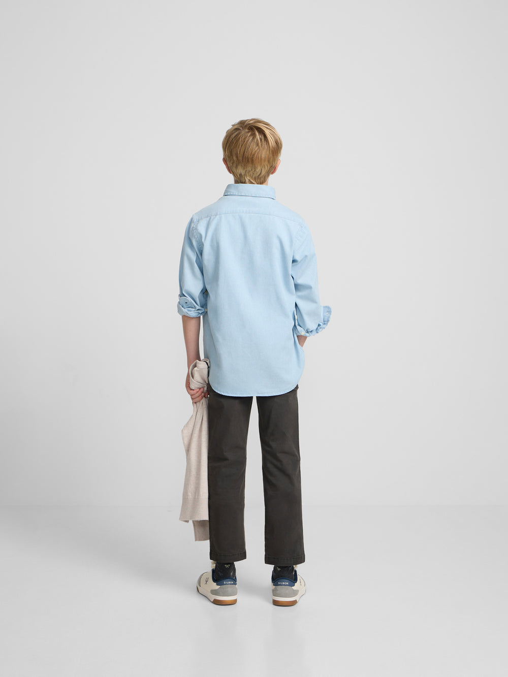 Classic light blue denim kids' sport shirt